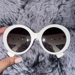 Authentic Versace White Round Iconic Oversized Sunglasses